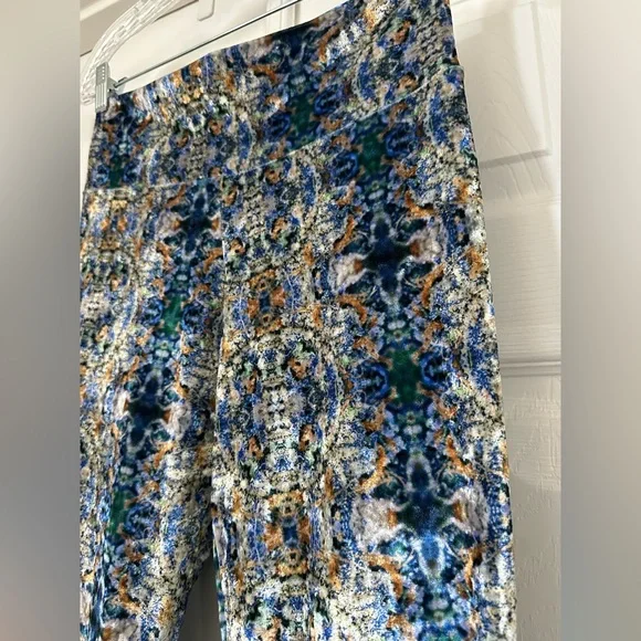 Boot Cut Velvet Patterned Pants in Blue Multi - Picture 3 of 9